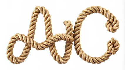 A symmetrical composition featuring intertwined rope strands forming the entire alphabet in uppercase bold font against a clean white background.