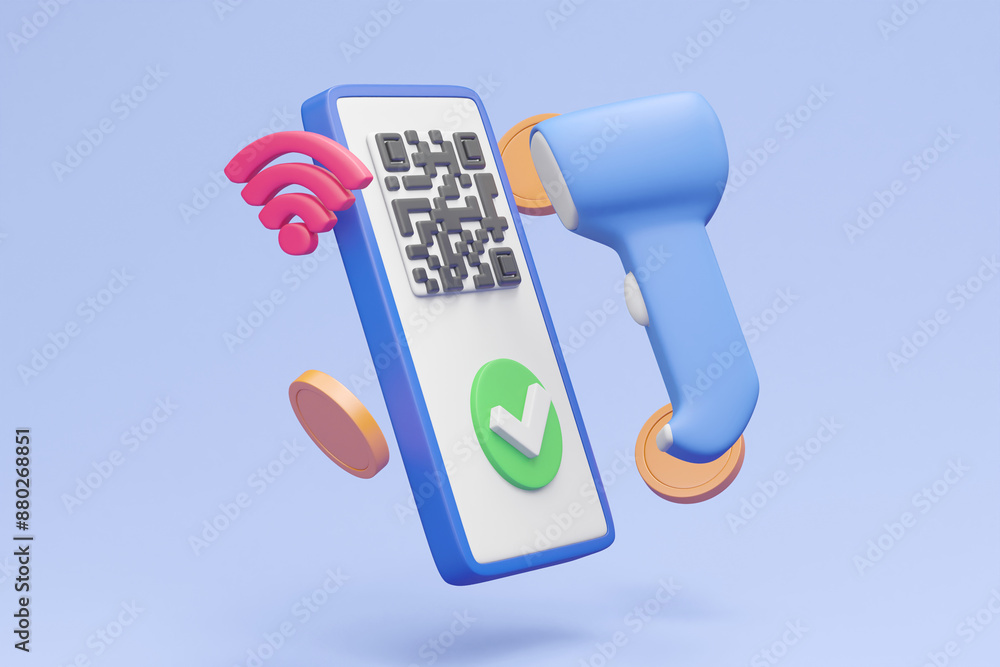 Aufkleber a detailed 3d render illustrating the convenience and security of barcode and qr code payments with 