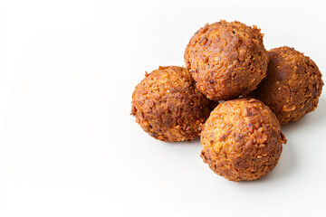 a pile of food on a white surface