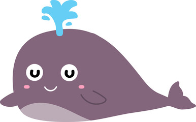 cute whale cartoon, sea animal
