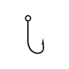 Fishing hook. Simple icon. Black on white background