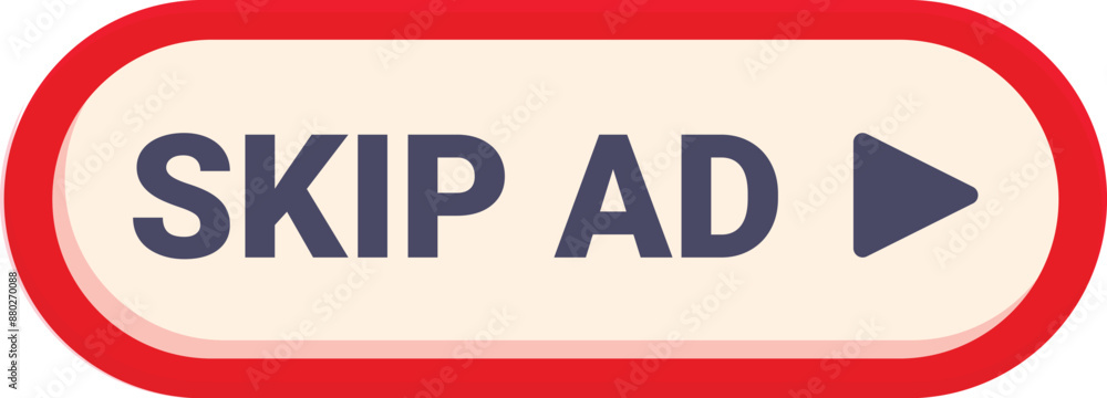 Poster red skip ad button allowing viewers to skip advertisement on website or application
