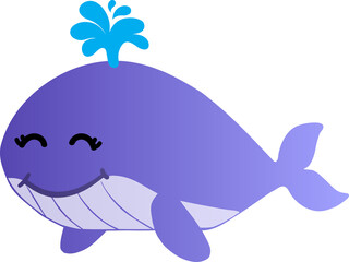 cute whale cartoon, sea animal