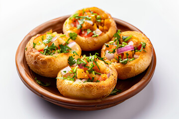 a plate of bread rolls with toppings on it