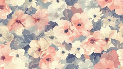 Elegant floral pattern in pastel colors, suitable for creative industries.