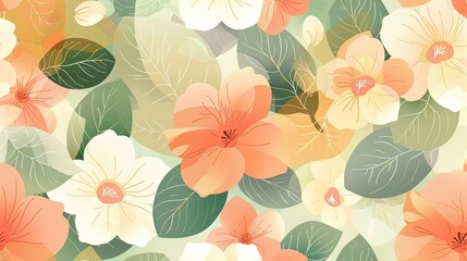 Fototapeta premium Elegant floral pattern in pastel colors, suitable for creative industries.