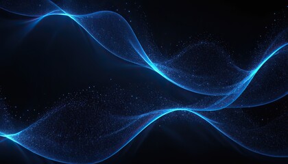 Fototapeta premium blue light dots creates a mesmerizing digital wave pattern against a dark backdrop.200