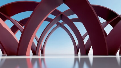 Abstract architecture background arched interior 3d render