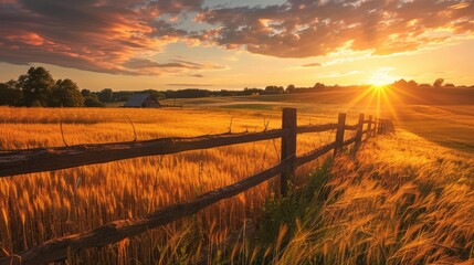 Obraz premium Photorealistic Summer Countryside Sunset | Billboard mockup | Landscape mockup