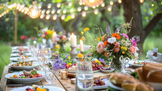 Photorealistic Summer Vibrant Garden Party | Billboard mockup | Landscape mockup