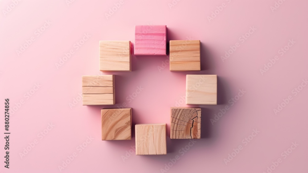 Aufkleber data visualization of market share distribution on wooden blocks. abstract business analysis concept