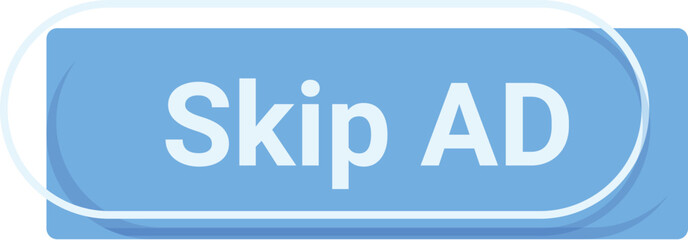 Blue skip ad button showing online advertisement for marketing purposes