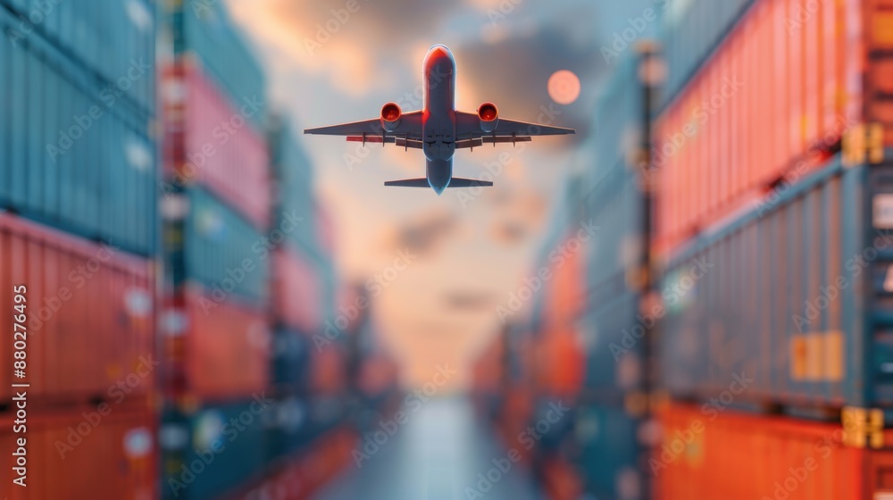 Poster double exposure logistics manager with real-time travel data, transportation, efficient drops, copy 