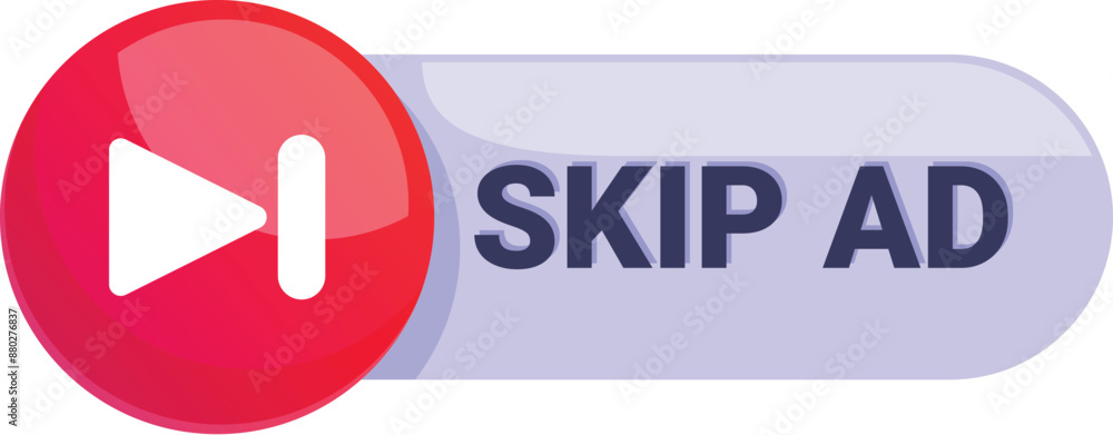 Poster skip ad button allowing to fast forward and avoid watching advertisements