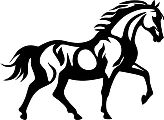 Obraz premium Elegant trotting horse stencil captures equine grace in motion.