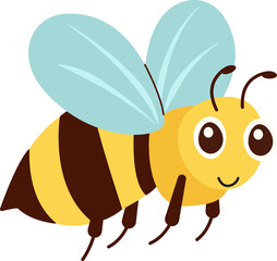 Cute cartoon bee childish vector illustration in flat style. Funny bees.Insect.For poster, greeting card and children's design.