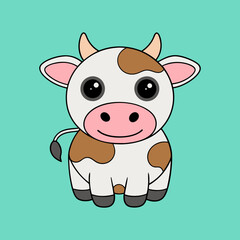 Face of the Cow Looking Forward Vector Illustration – Cartoon Clipart & Line Art Design