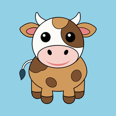 Face of the Cow Looking Forward Vector Illustration – Cartoon Clipart & Line Art Design