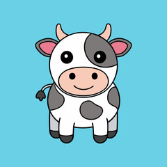 Face of the Cow Looking Forward Vector Illustration – Cartoon Clipart & Line Art Design