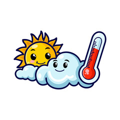 Weather cartoon with cute kawaii art