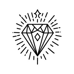 Hand drawn doodle diamond, gems icon.