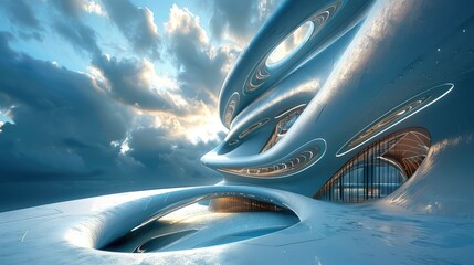 Obraz premium Conceptual design of a futuristic architectural landmark