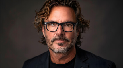Fototapeta premium Retrato de hombre mayor con gafas y barba