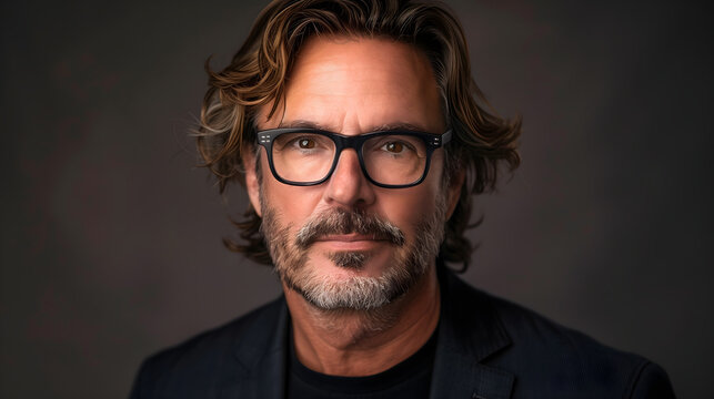 Retrato de hombre mayor con gafas y barba