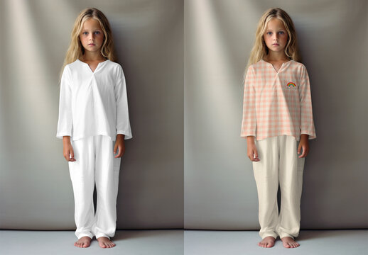Apparel Kid Pajamas Mockup With Generative AI
