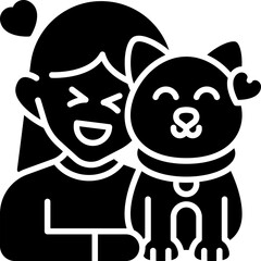 Woman play with cat icon