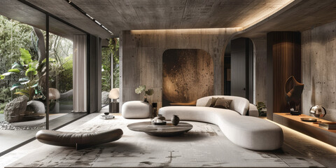 Modern Luxury Living Room with Natural Light and Minimalistic Decor