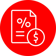 Tax Vector Line White Circle Red