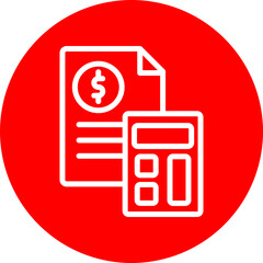 Accounting Vector Line White Circle Red