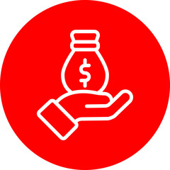 Donation Vector Line White Circle Red