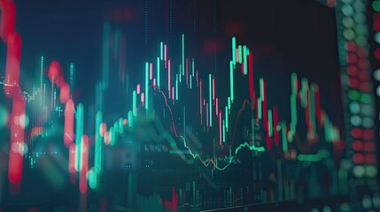 monitor market stock graph candlestick line uptrend chart financial