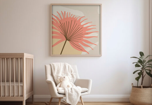 Baby Room Picture Frame Mockup With Generative AI