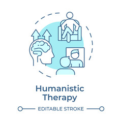 Humanistic therapy soft blue concept icon. Self actualization, personal development. Round shape line illustration. Abstract idea. Graphic design. Easy to use in infographic, presentation