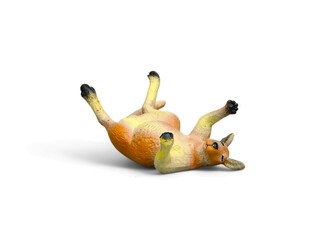 Decorated miniature kangaroo animal lying down isolated on white