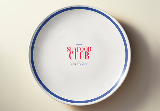 Flatlay Ceramic Plate Mockup With Generative AI