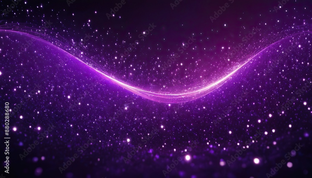 Wall mural purple particles wave and light abstract background. dots stars to cover element for design backdrop