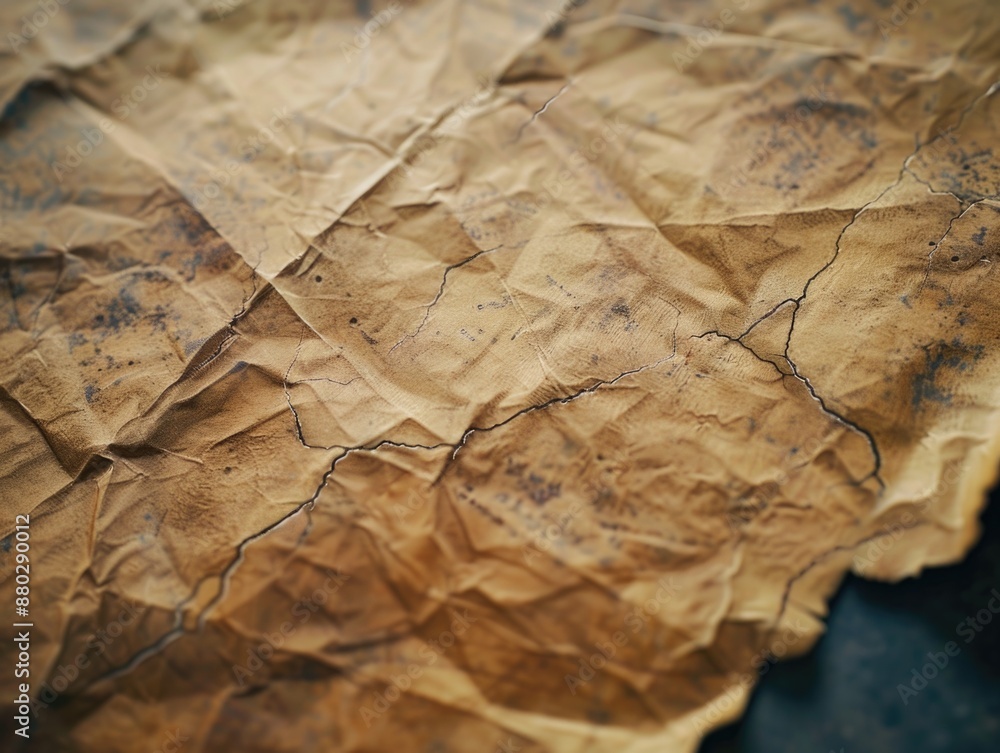 Poster a detailed view of a brown paper fragment with visible fibers and texture