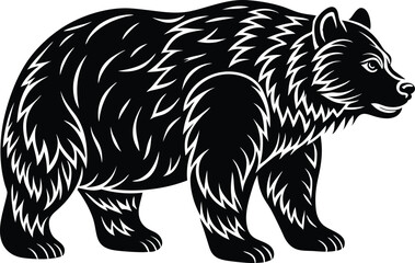Bear silhouette, polar bear silhouette flat vector

