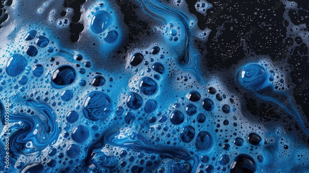 Poster a detailed view of a mixture of blue and black substances, ideal for use in scientific or educationa