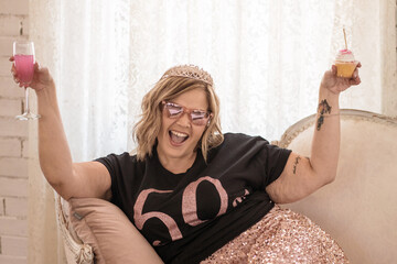 Caucasian female celebrating her 50th birthday