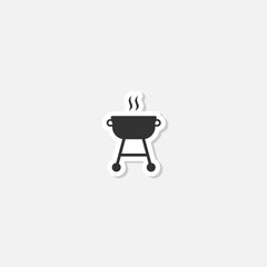 Barbecue with Wheels icon sticker isolated on gray background