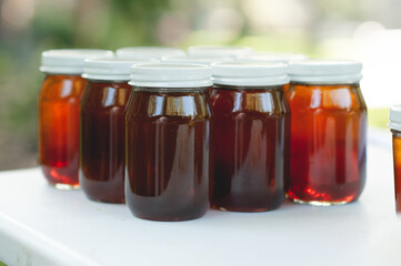 Freshly jarred honey ready for the market