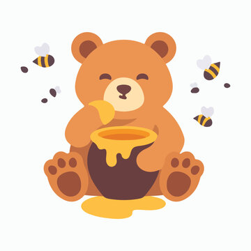 Bear with honey for sweetness vector icon