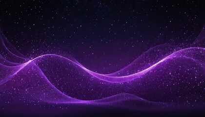 Fototapeta premium Digital purple particles wave and light abstract background with shining dots stars 1523