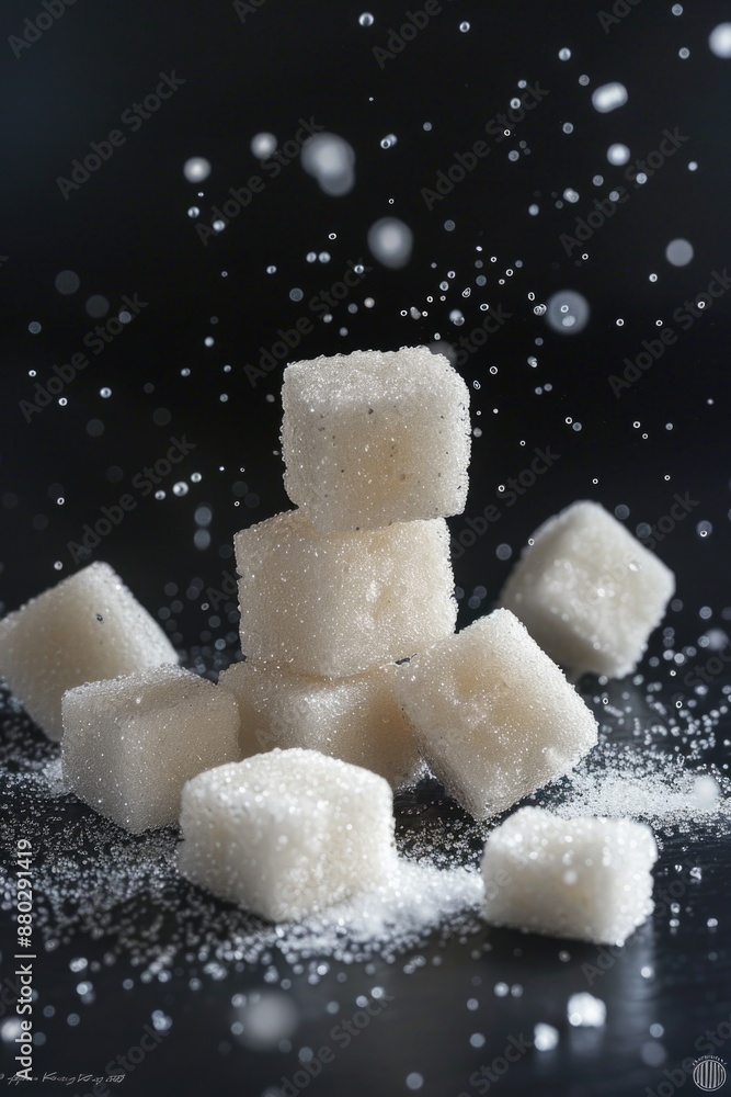 Aufkleber a stack of sugar cubes arranged neatly on a table surface