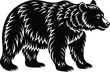 Obraz premium Bear silhouette, polar bear silhouette flat vector